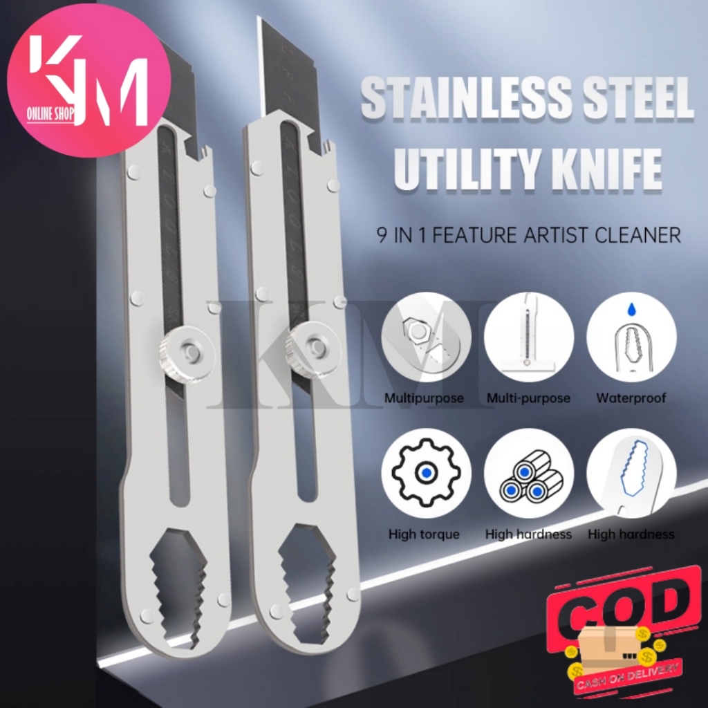 

PISAU CUTTER STAINLESS FUNGSI 9 IN 1 - hoki acc