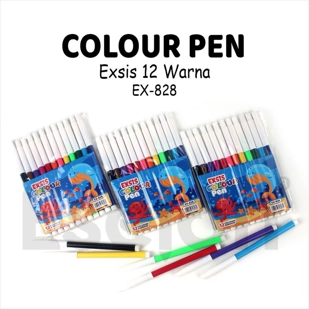 

Spidol MINI EXSIS 828-12 / 1 Set Color pen Mini EXSIS 12 warna / Coloring Marker / Spidol MINI