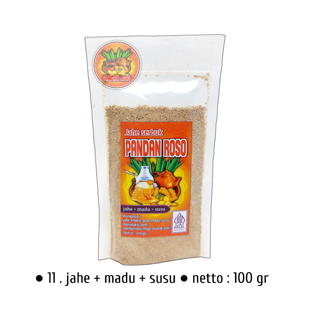 

PANDAN ROSO jahe serbuk variant JAHE MADU SUSU 100gr (no.11)