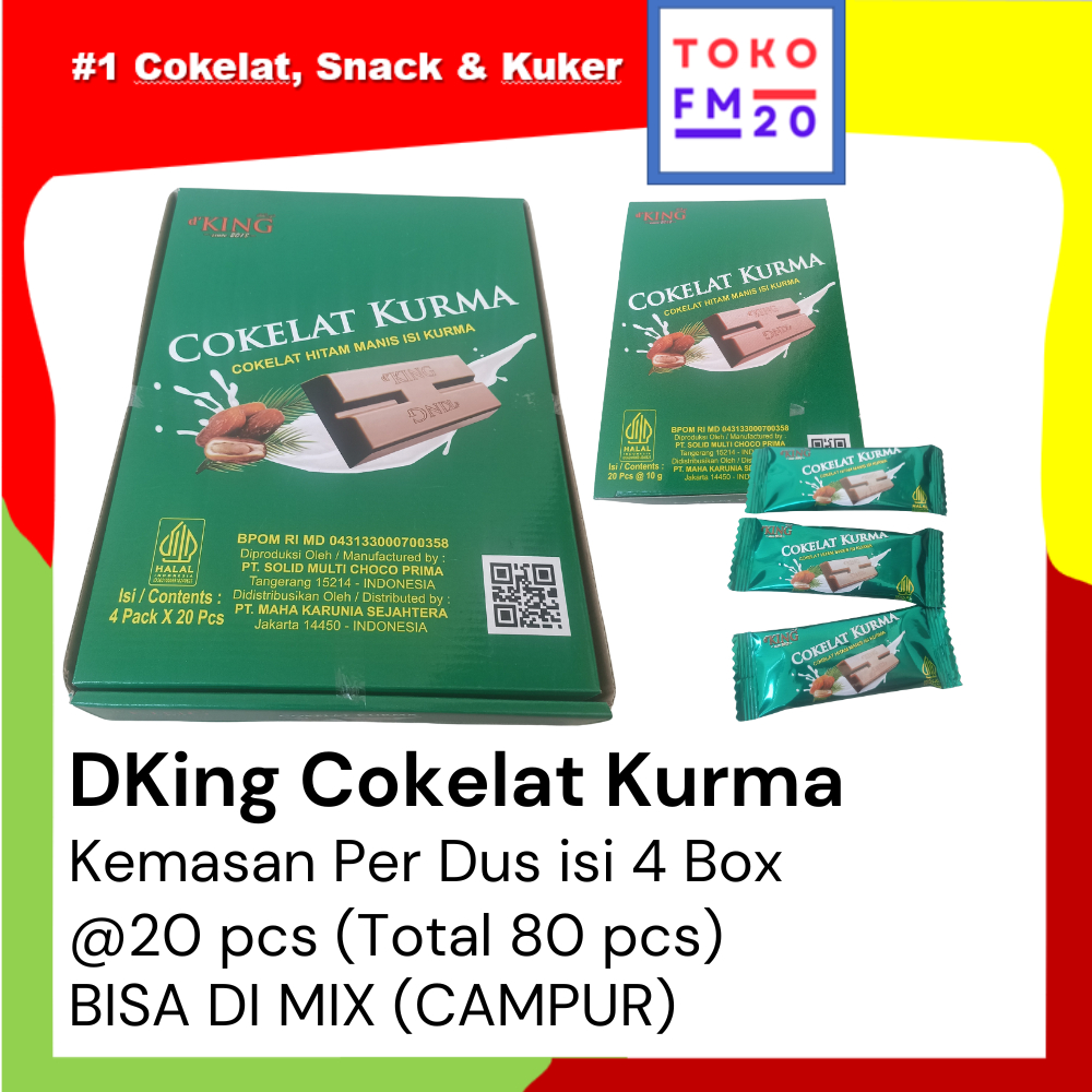 

Cokelat d'King Coklat Kurma - SATU DUS ISI 4 KOTAK BISA DI MIX/CAMPUR