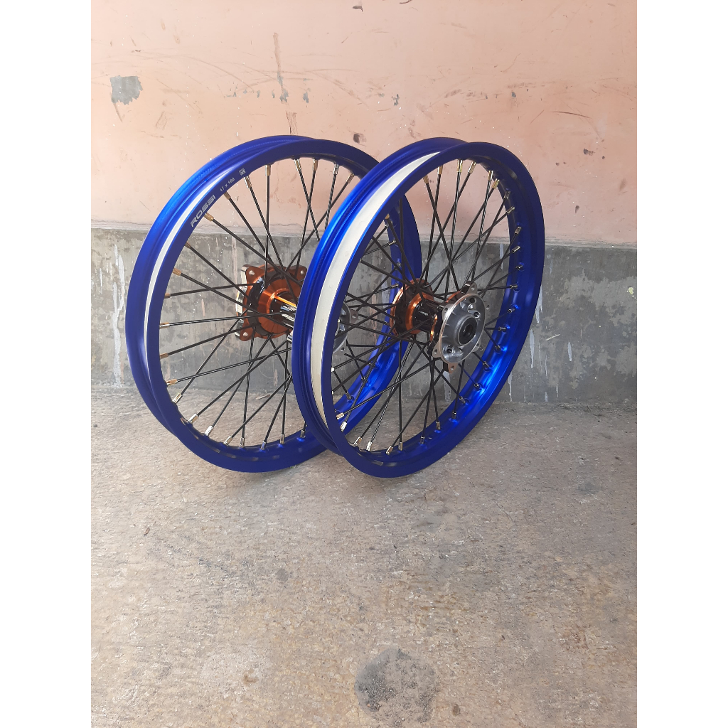 Roda Set Surex KLX 140/160 Wheelset Semi Cacing D-Tracker Ring 17 Tanpa Ban