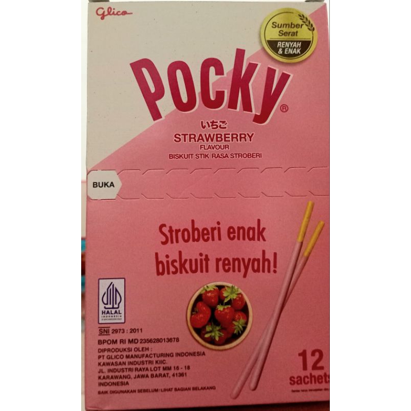 

pocky stik coklat enak biskuit renyah 1 box isi 12 sachet