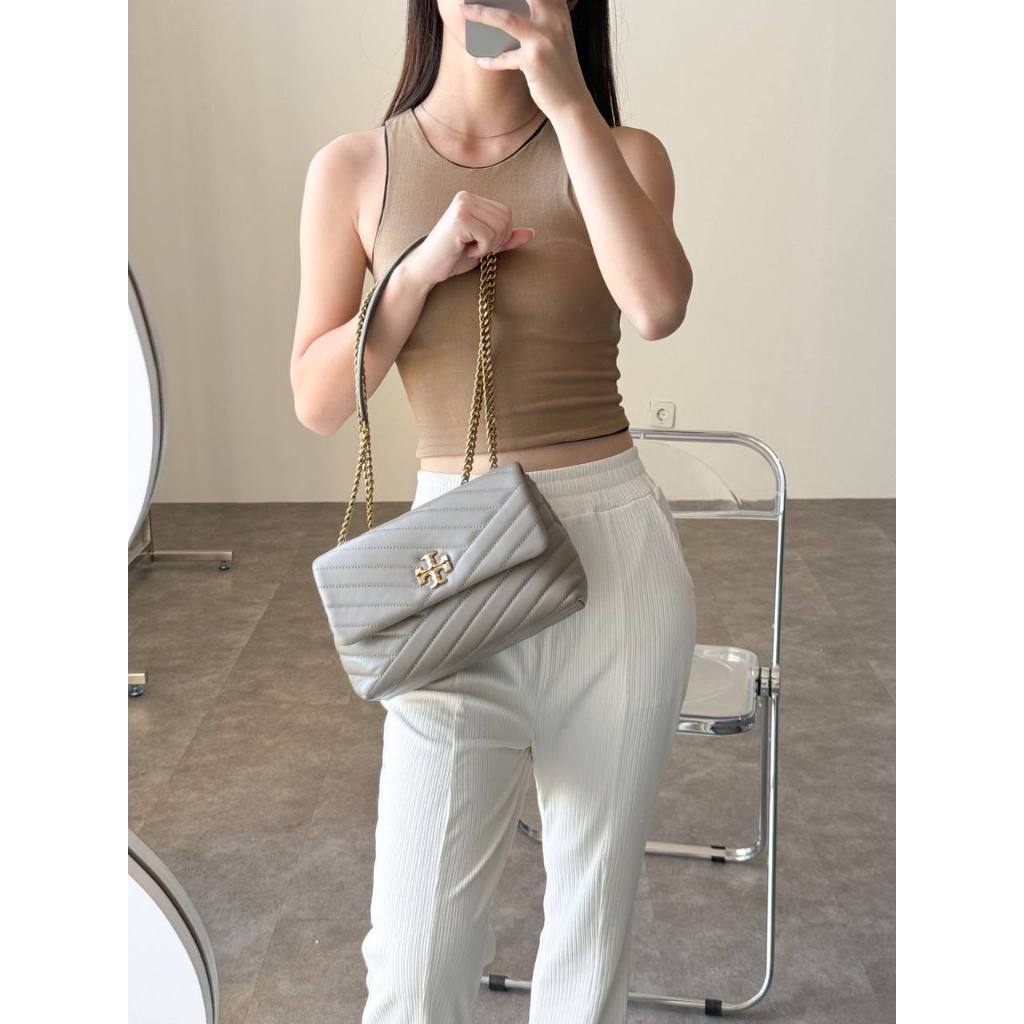 Tas Wanita TB Kira Chevron Small Convertible Shoulder Bag Grey Heron Original