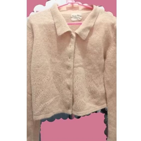 Preloved cardigan crop fuzzy dusty pink