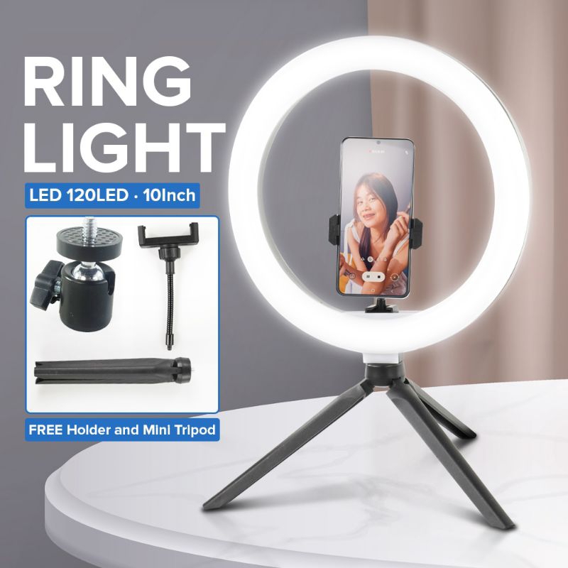 Tripod + Ring Light 120 LED Dengan Holder HP Tripod Mini