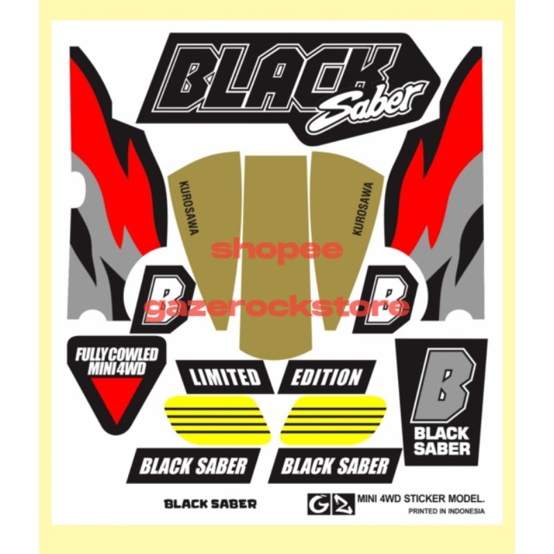 Stiker Tamiya Black Saber Cutting Vinyl