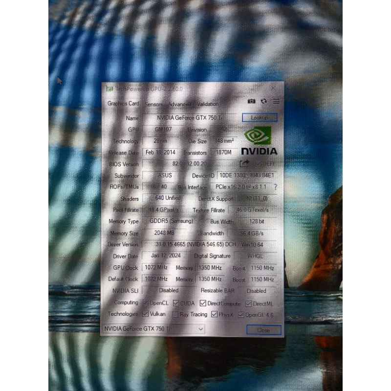 VGA Asus GTX 750 TI 2GB OC