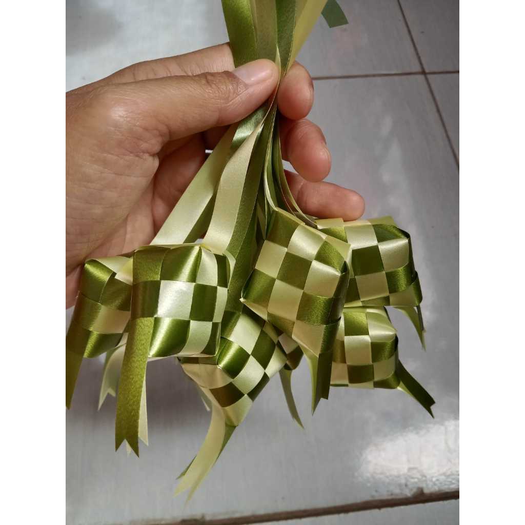 ketupat lebaran pita jepang/ ketupat hiasan hampers lebaran/ pita hias/ hiasan parcel/ hiasan lebara