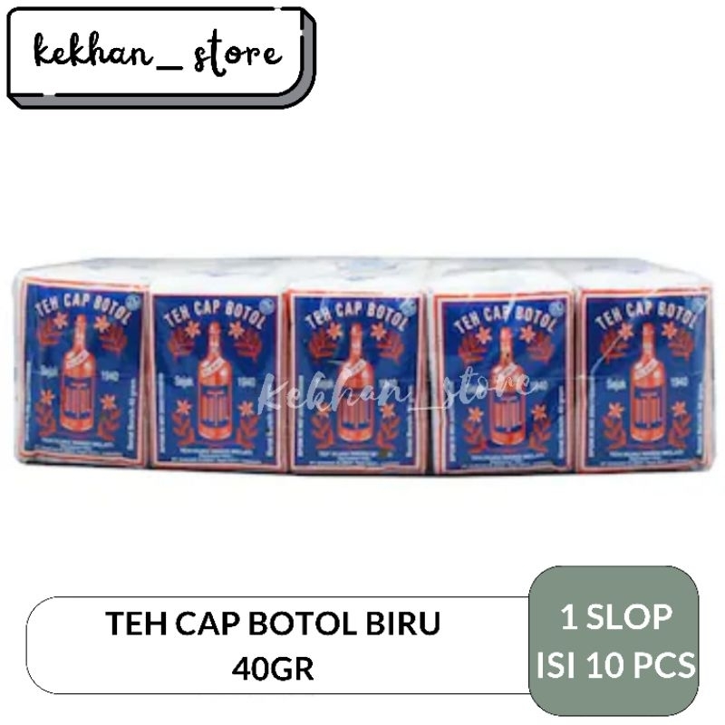 

Teh Cap Botol Biru 40gr 1 Slop isi 10pcs Teh Tubruk Wangi Sepet