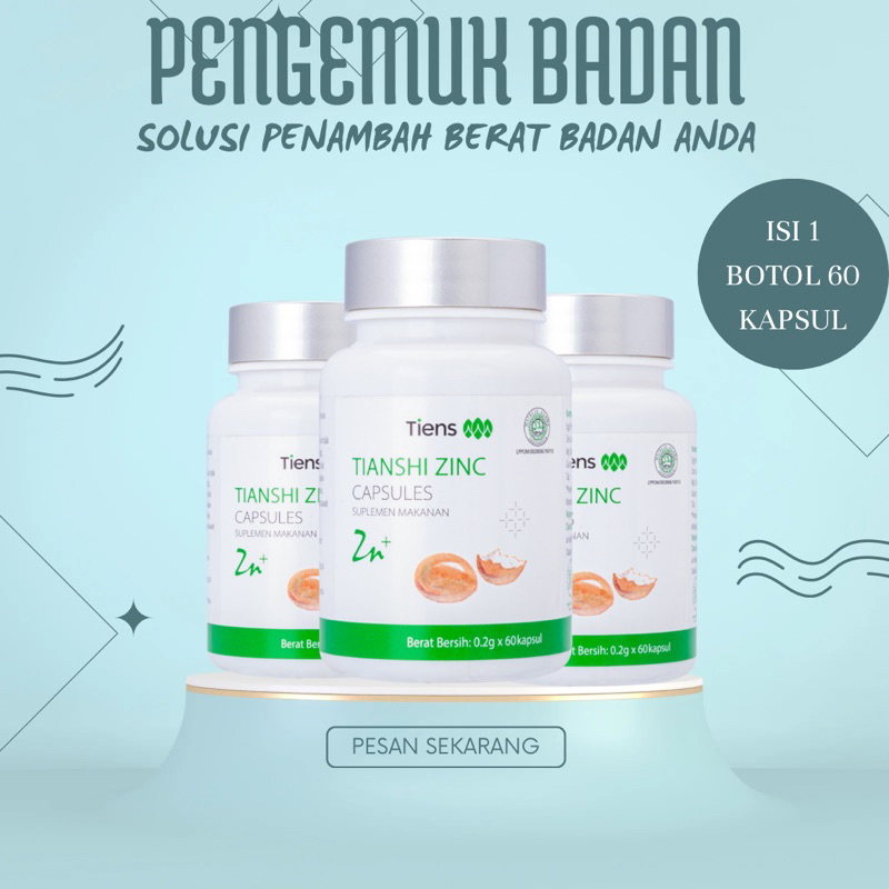 Zinc Tiens Vitamin Pengemuk Badan Penambah Nafsu Makan Anak & Dewasa Penambah Berat Badan Ampuh 100%