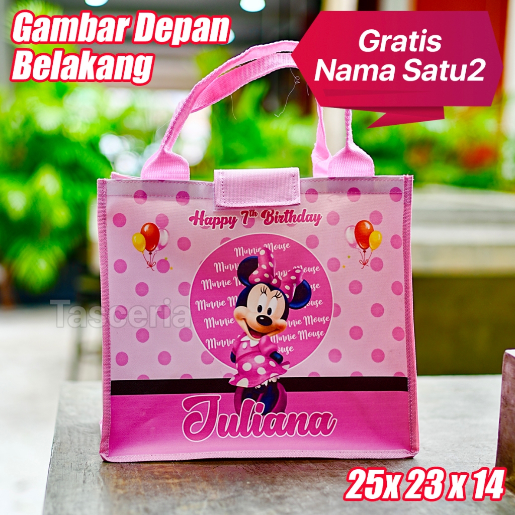 Tote Bag Ulang Tahun Anak Custom Nama Minnie