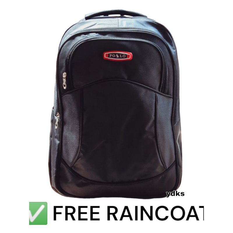 MELTEG Official Shop. KODE 0010. RANSEL POLO HITAM UNISEX ( Gender Pria Wanita ). Tas Ransel. Tas Ra