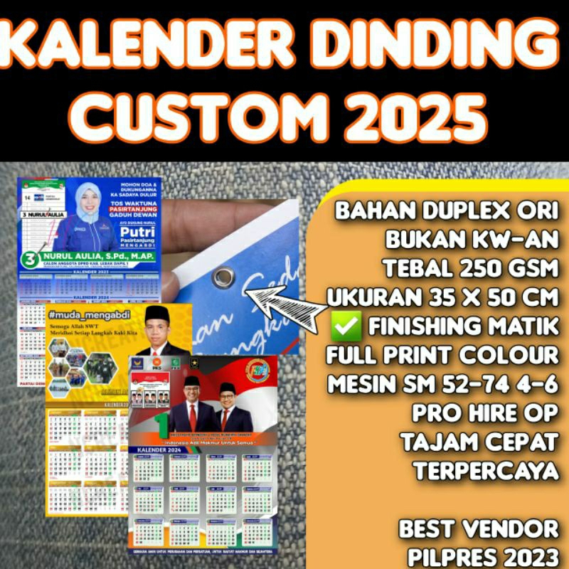 

2000 PCS CETAK KALENDER PARTAI/ PERUSAHAAN 2025 BAHAN DUPLEX 250GSM FINISHING MATIK MURAH BANDUNG PERCETAKAN LANGSUNG