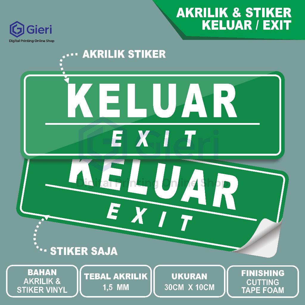 

GIERI - AKRILIK & STIKER PINTU MASUK / PENUNJUK PINTU MASUK / PENUNJUK PINTU KELUAR