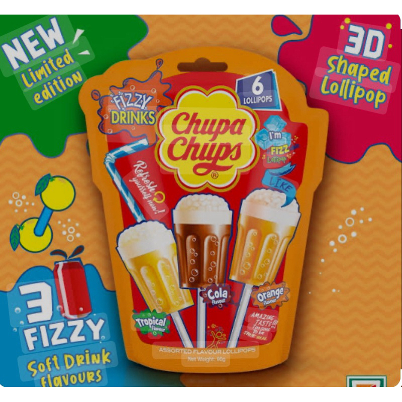 

CHUPA CHUPS FIZZY DRINKS FLAVOURS ISI 6 IMPORT NEW FLAVOR PERMEN CANDY