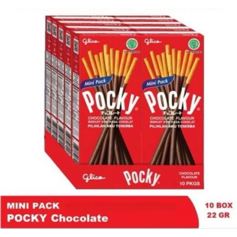 

POCKY MINI 1 PACK ISI 10 X 22GR | POCKY COKLAT | POCKY STRAWBERRY | POCKY COOKIES AND CREAM |