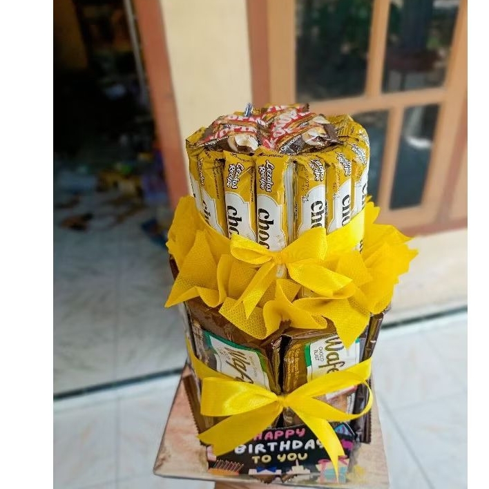 tart snack wafello+chocolatos 2 tingkat free packing kardus