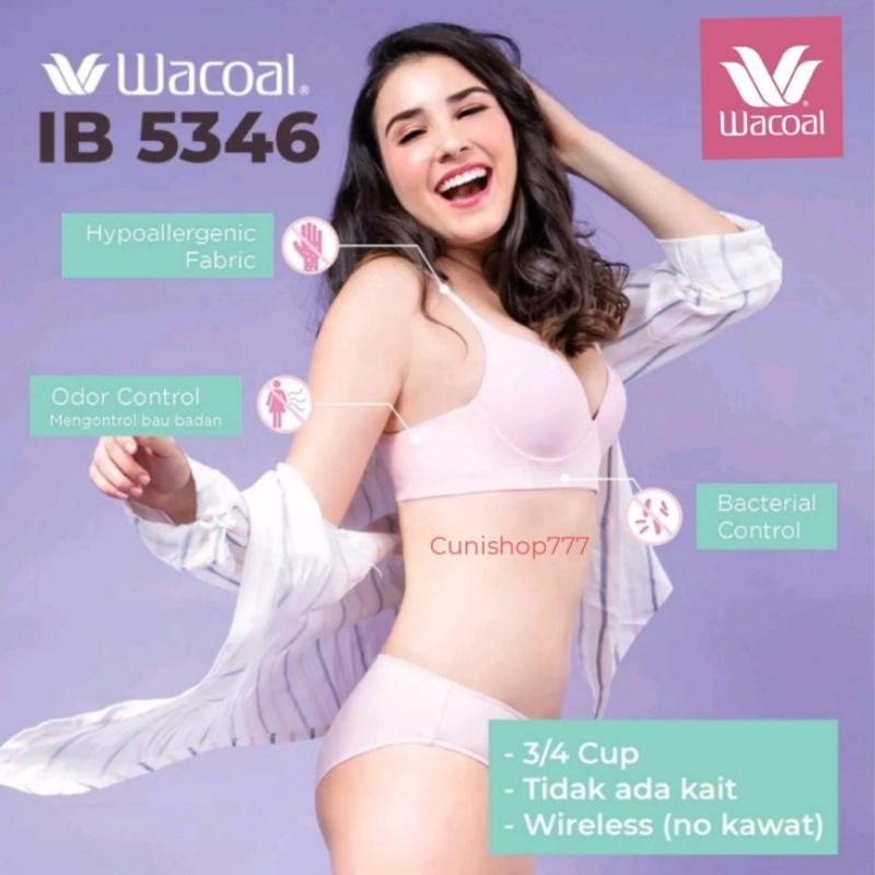 BRA WACOAL FEEL FREE WIRELESS TANPA KAWAT BRALETTE BH WANITA TANPA KAIT POLOS IB 5346 K150