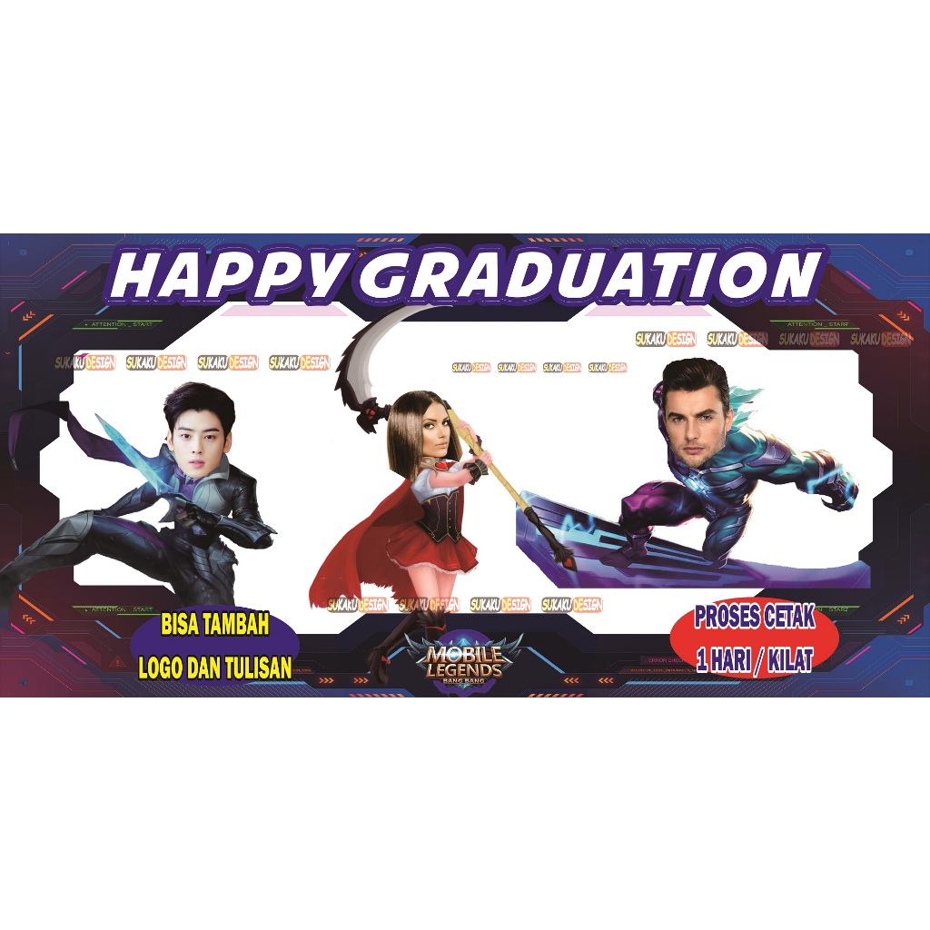 banner / spanduk ulang tahun /sidang / wisuda / wedding design mobile lagends