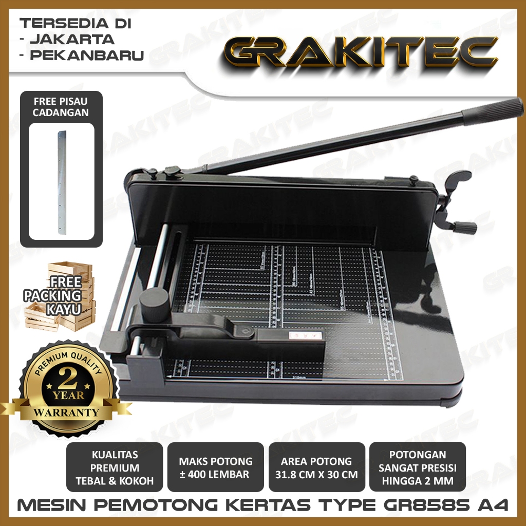 

Mesin Pemotong Kertas 1 rim Grakitec Tipe GR858s A4 Kualitas Super Premium Garansi 2 Tahun Grakitec