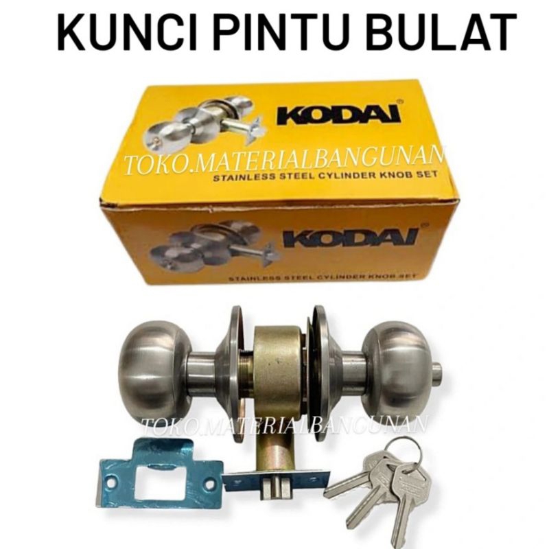 KUNCI PINTU BULAT SET KODAI STAINLESS STEEL