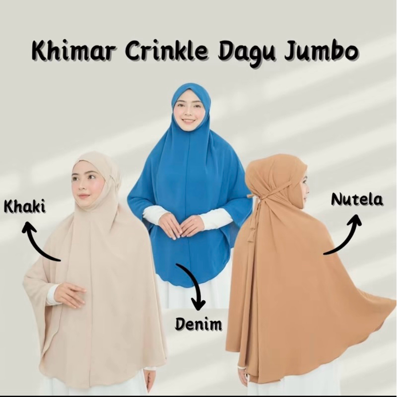 Hijab Bergo Crinkle Jumbo XXL // Bergo Syar'i // Khimar Jumbo XXL