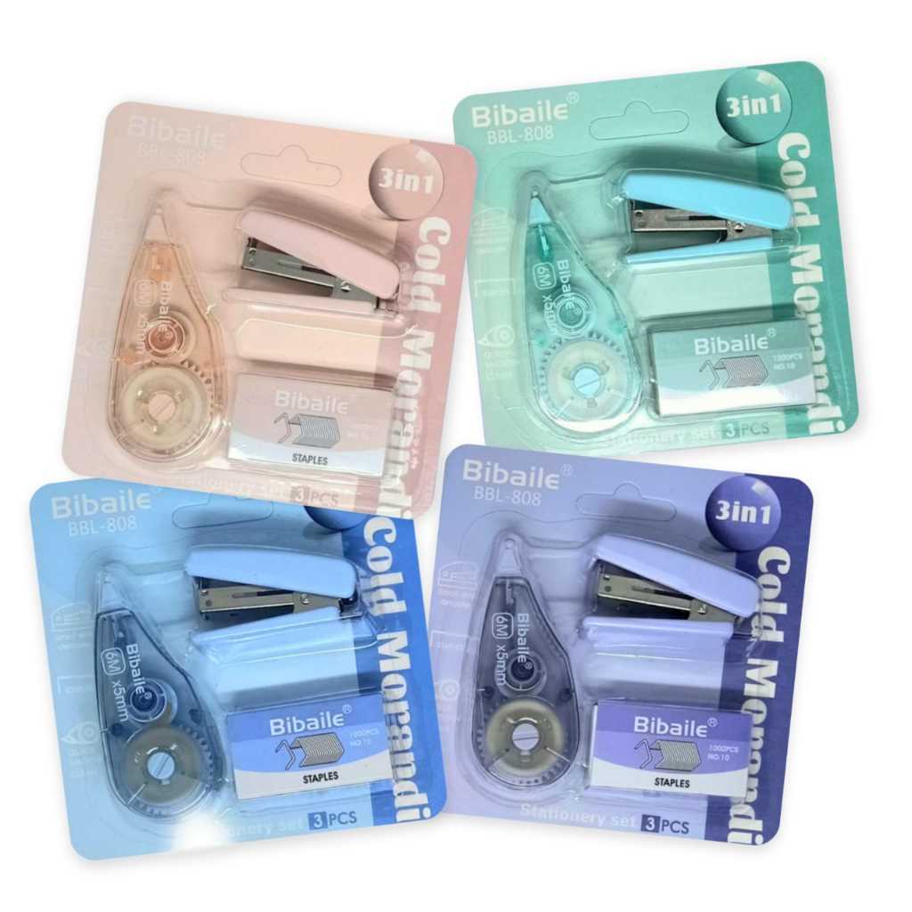 

LEEWOOS S6336 (RANDOM) Set Correction Tape & Stapler / Perlengkapan Staples & Isi Staples