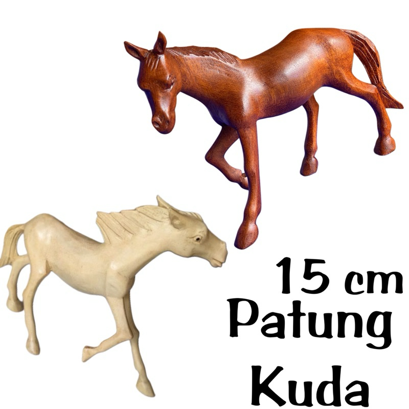 Patung Kuda 15 cm - Patung Kuda Kayu - Miniatur Kuda - Kuda Mini - Dekorasi Patung Kuda - Horse Stat