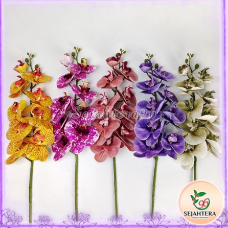 Bunga Anggrek Bulan Latex Cabang 9 - 1 PCS Bunga Anggrek Artificial Bunga Plastik Import - Bunga Dek