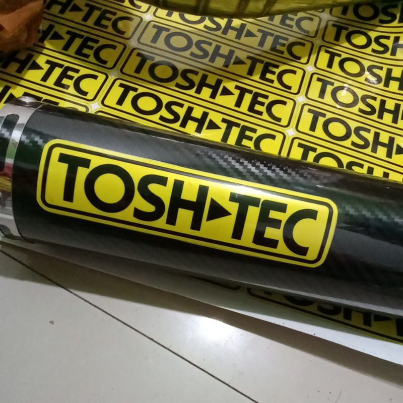 sticker merek emblem knalpot toshtec
