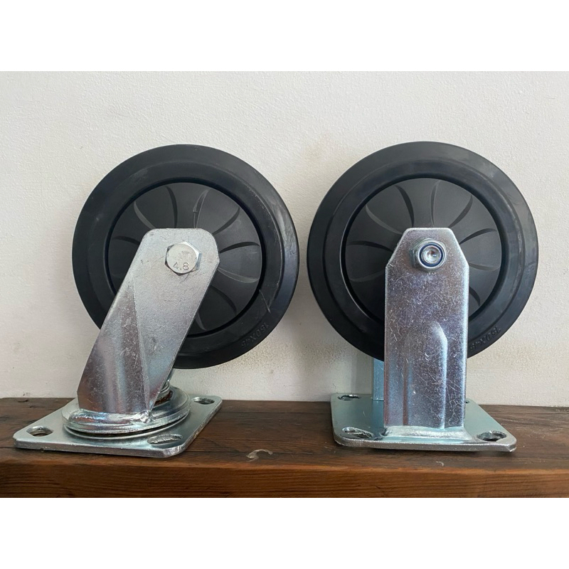 RODA TROLLEY TROLI 6 INCH KARET HEAVY DUTY 2 HIDUP 2 MATI PER SET