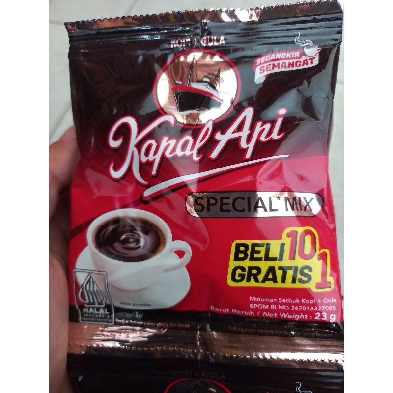 

Kopi kapal api spesial mix 1 Renceng Isi 10+1 sachet kemasan 23gram