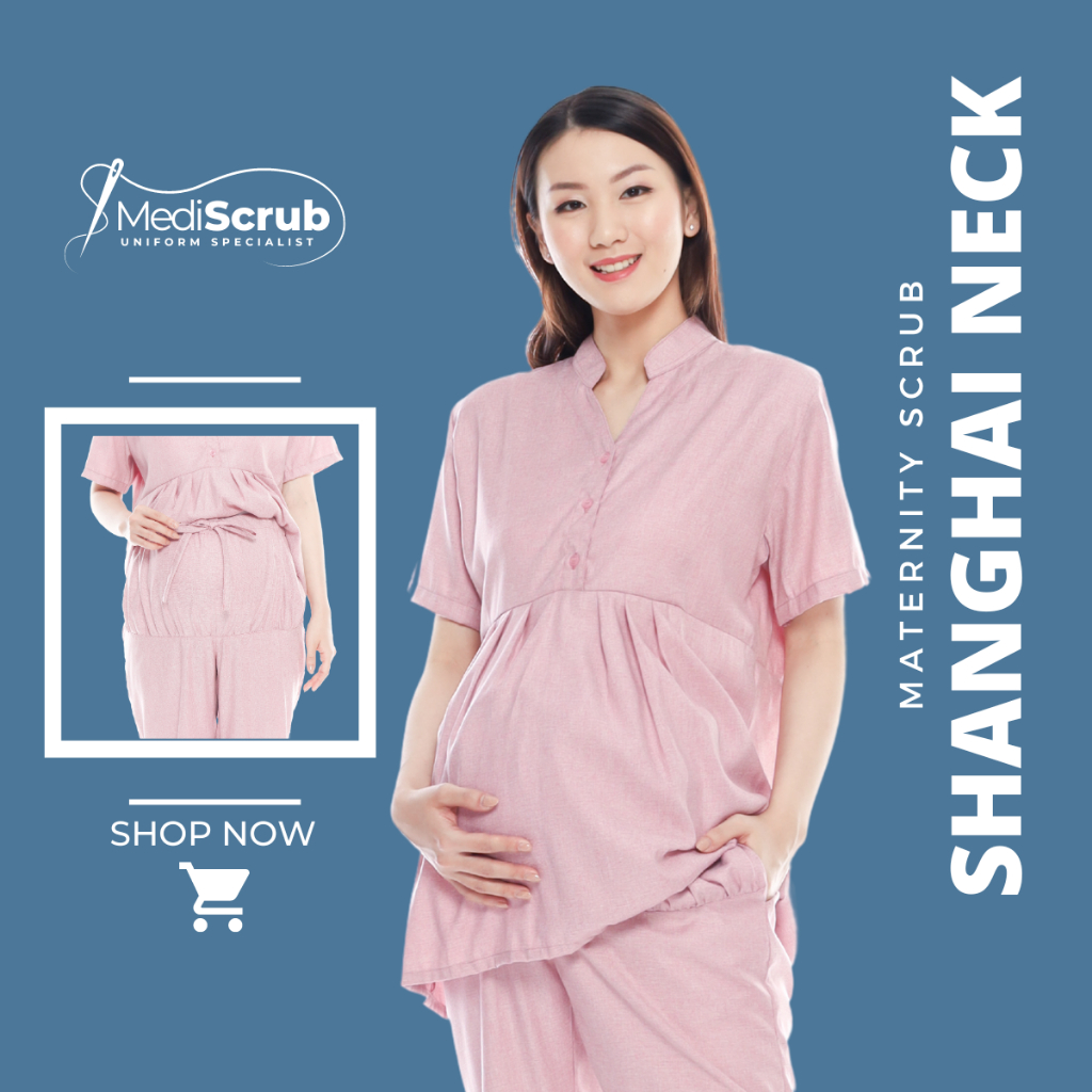 MEDISCRUB - Baju Jaga Hamil Scrub Maternity Kerah Koko