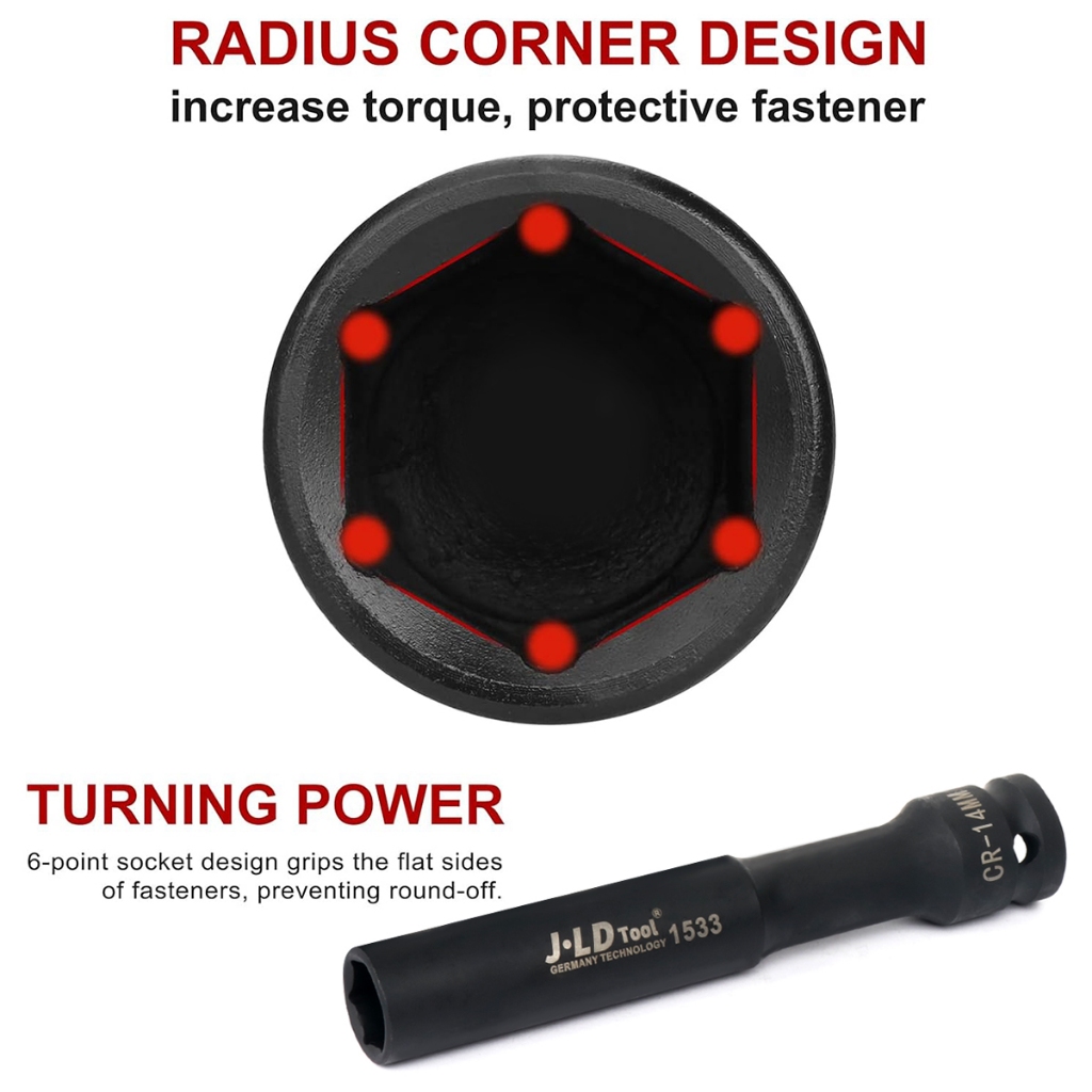 DISA HILA. JLD 1/2" MATA KUNCI SHOCK EXTRA PANJANG 130MM IMPACT KUNCI SOCKET IMPACT SOK IMPACT