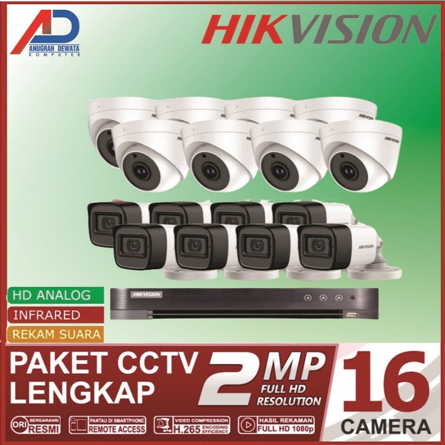 PAKET CCTV HIKVISION 16 CAMERA 2MP FULL SET