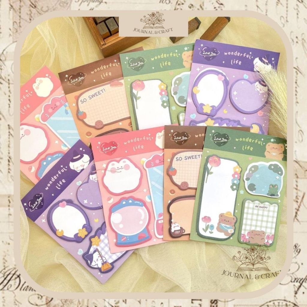 

JournalandCraft TOPER Sticky Notes Set 3 Motif Per Pack Model Lucu Karakter Mini Memo Pad Stick Note Post It Estetik Aesthetic Sticky notes animal 3in1 Memo note tempel cute pet