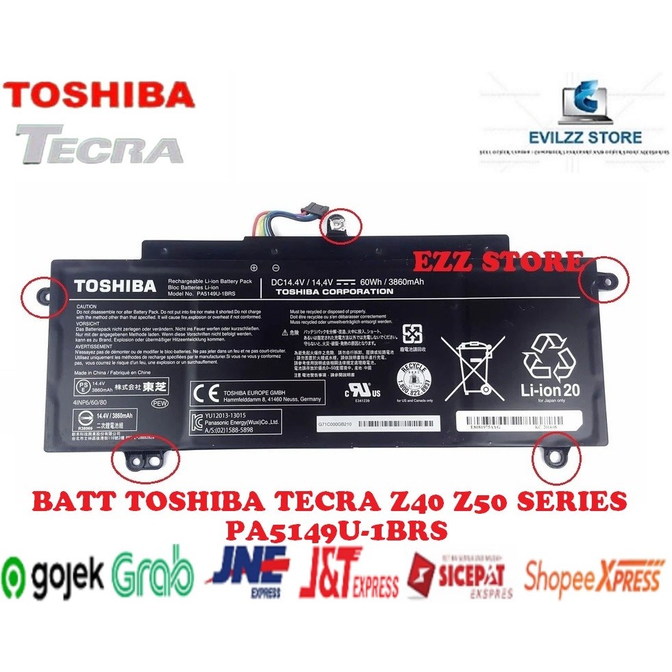 BATERAI BATTERY TOSHIBA TECRA Z40 Z40-A B C Z50 Z50-A DYNABOOK R64/A PA5149 PA5149U PA5149U-1BRS 4IN
