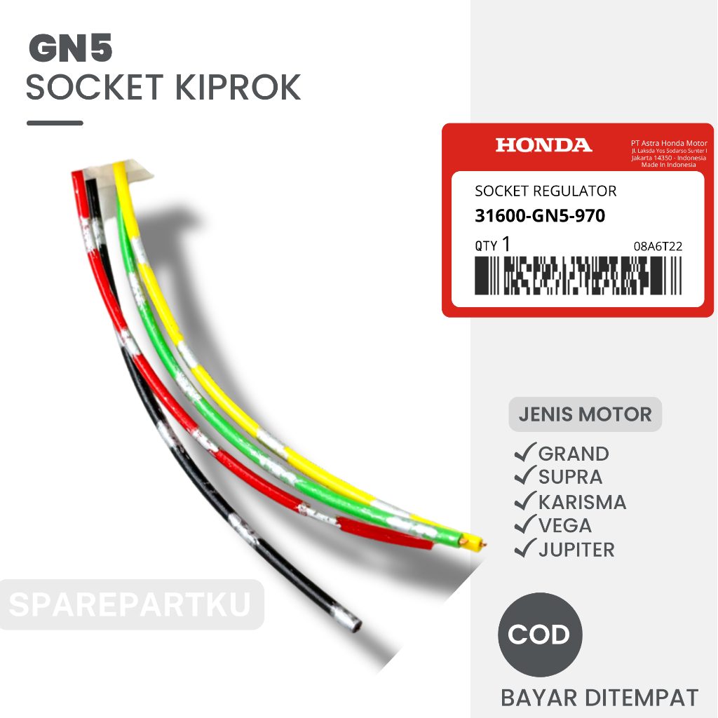 GN5 SOCKET KIPROK HONDA GRAND, SUPRA, KHARISMA, VEGA, JUPITER/ SOKET REGULATOR/ KPROK/ SOKET/ SKOK