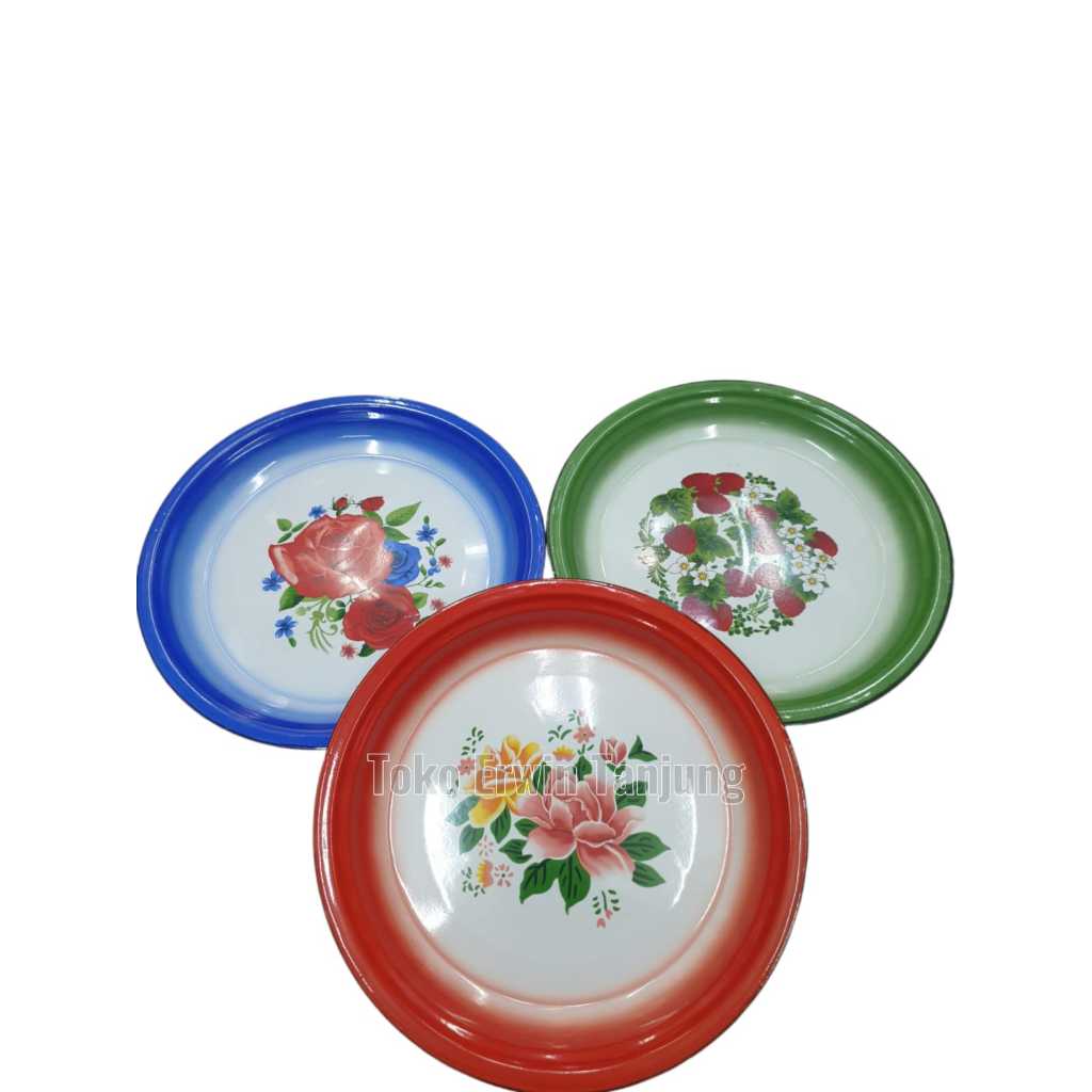 Nampan Bulat | Baki Enamel Bulat Motif Kembang I Nampan Enamel Home Pro