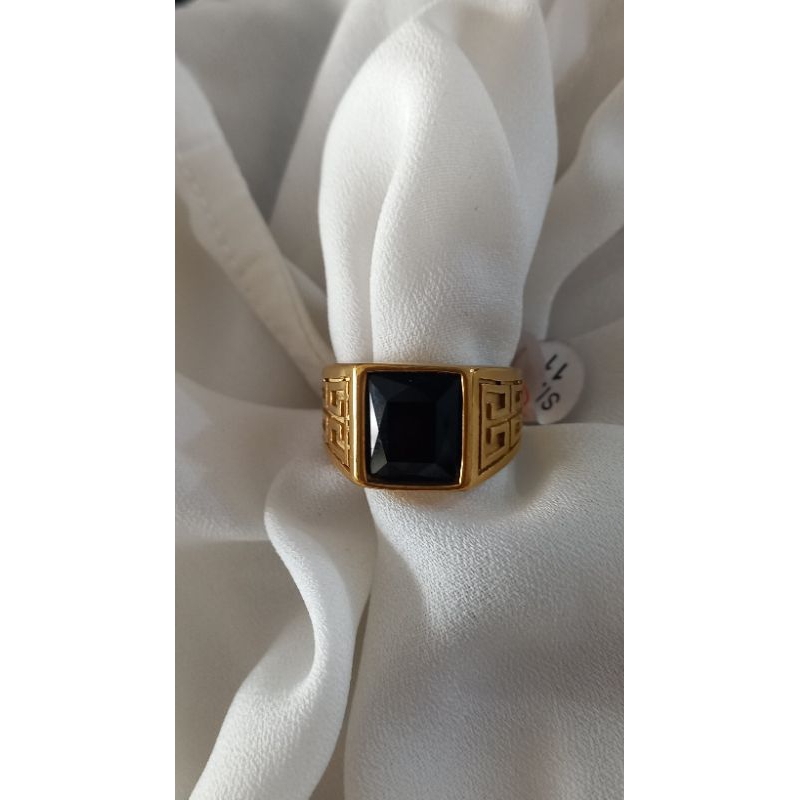 Cincin Pria titanium -cincin besar - Cincin batu hitam-cincin - aksesoris