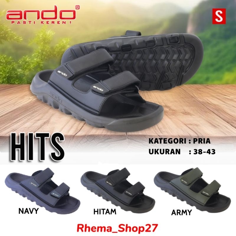 ANDO HITS #TERBARU Sandal Slide Pria Ando HITS (38-43) 100% ORI