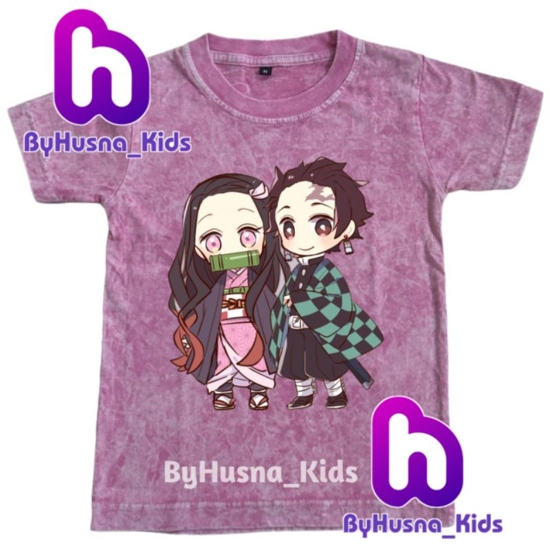 BAJU WASHED ANAK KAOS ANAK NEZUKO ANIME KIMETSU NO YAIBA DEMON SLAYER BAHAN PREMIUM PAKAIN ANAK ATAS