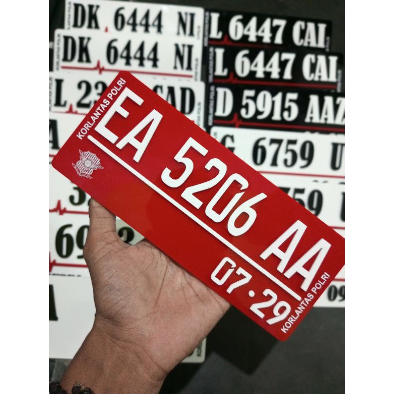 Plat Nomor Motor Dinas Huruf Timbul