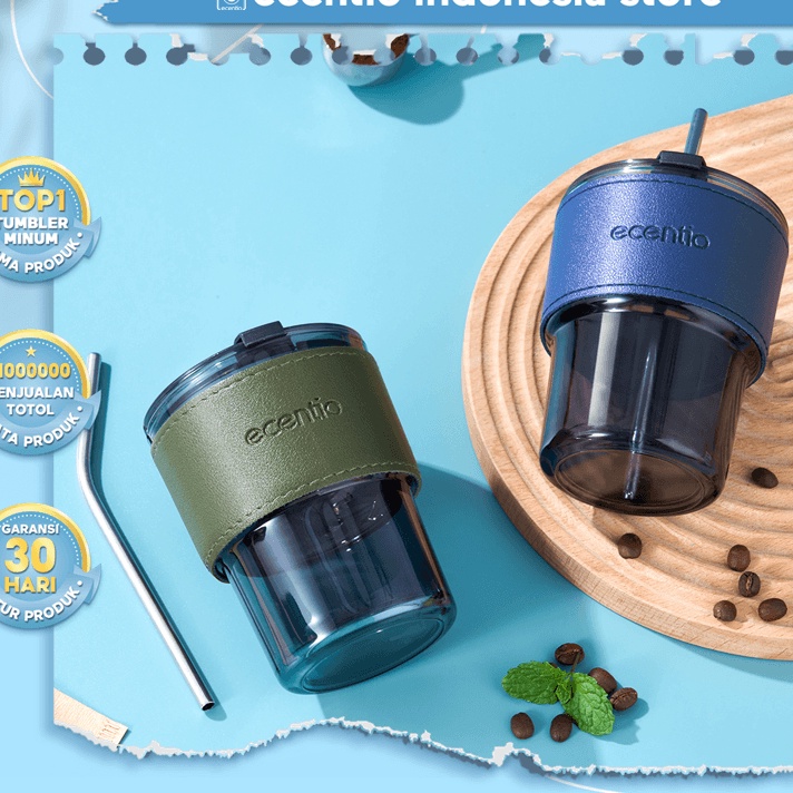 Price ecentio Tumbler Kopi Kaca Gelas Botol Dan Sedotan Cangkir Kopi Teh Mug Coffee Cup Milk Gelas M