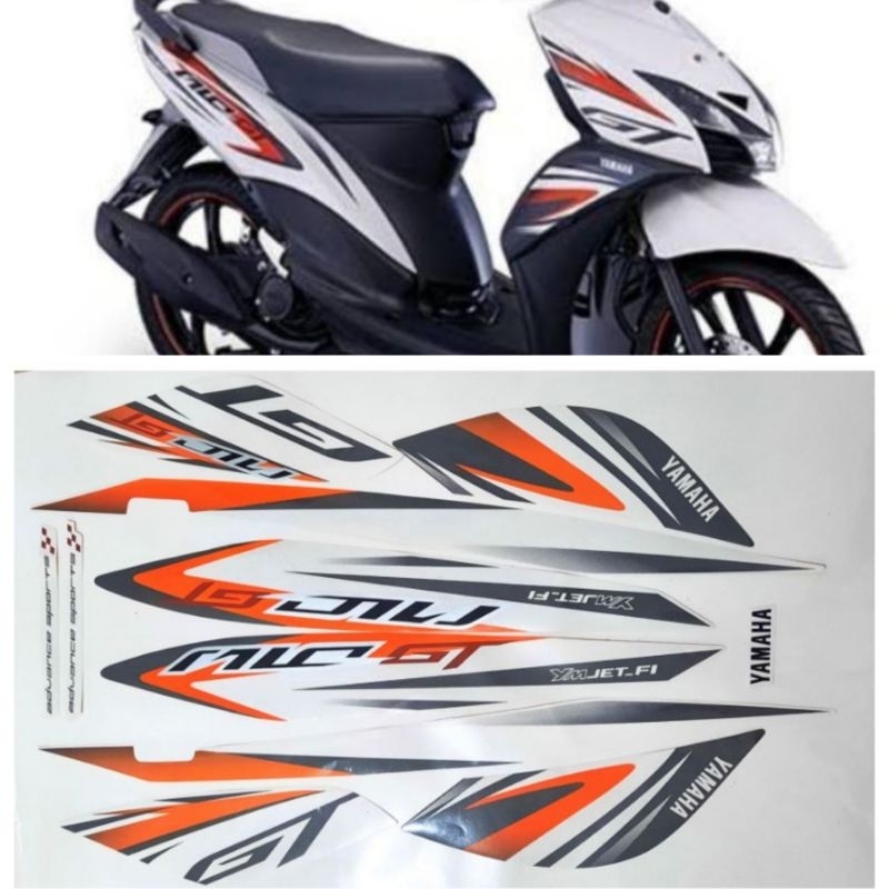 striping stiker lisbody yamaha mio gt tahun 2014 warna putih oren