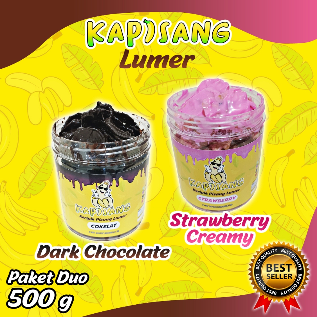 

Keripik pisang lumer PAKET DUO Coklat & Strawberry KAPISANG cemilan kripik pisang cokelat lumer