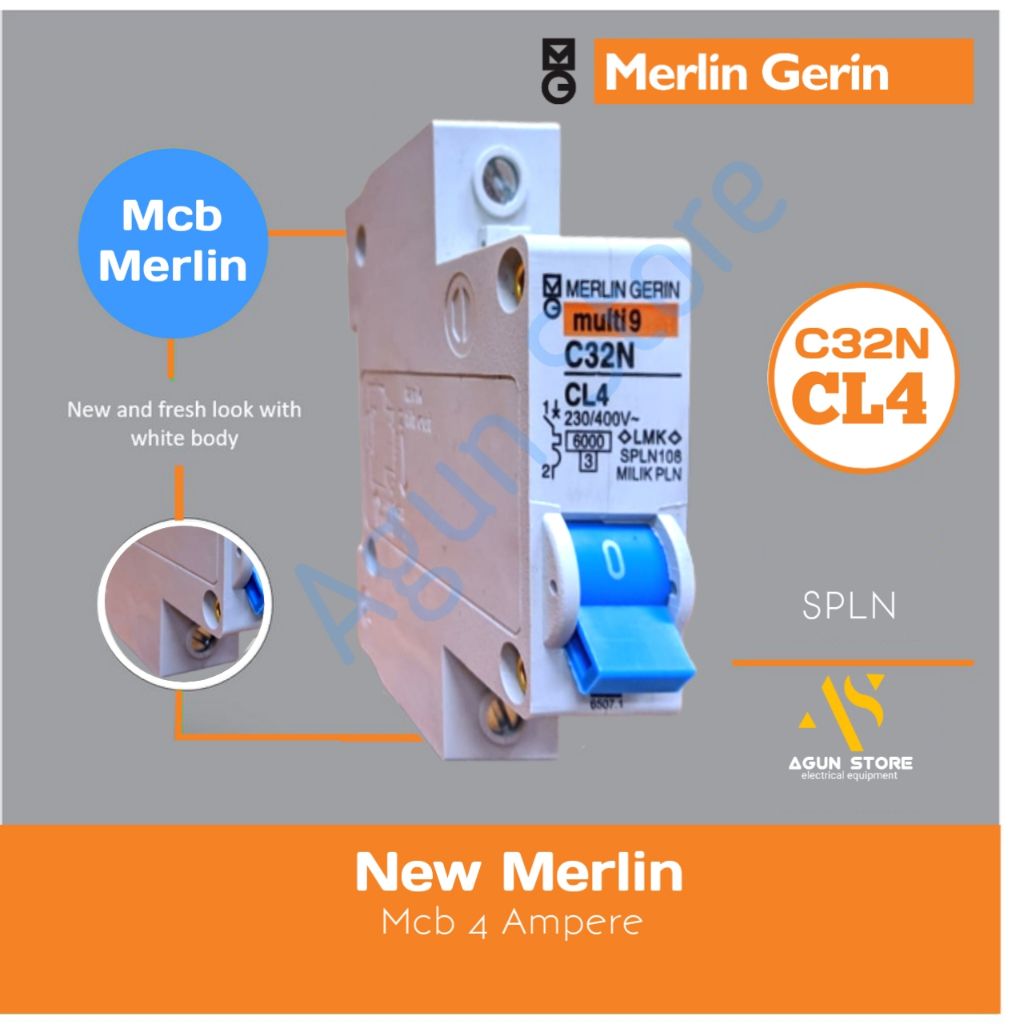 MCB MERLIN GERIN 4 AMPERE PLN 900W CL4 SPLN BREKER ANTI JEGLEK TRIP