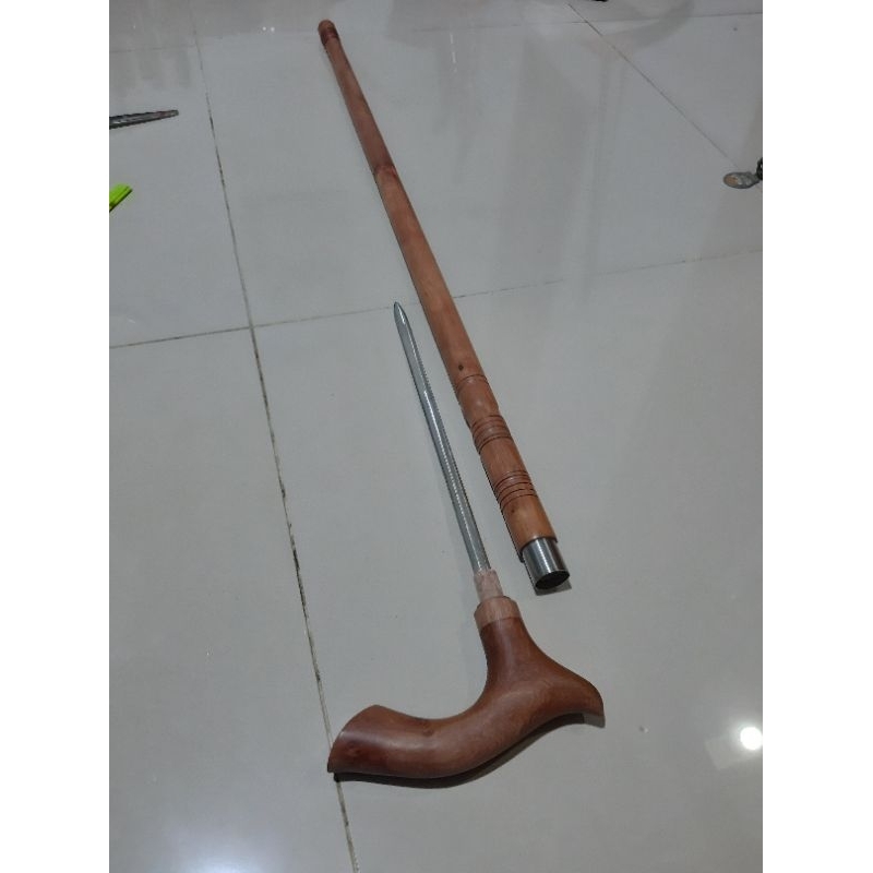 tongkat jalan kayu stigi galih original asli yg di lengkapi pengaman