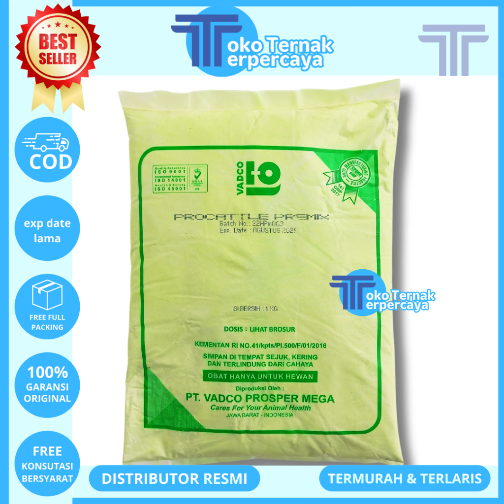PROCATTLE PREMIX 1 KG VADCO - PRO CATTLE Premix VADCO Vitamin Mineral Sapi Potong Perah Kambing