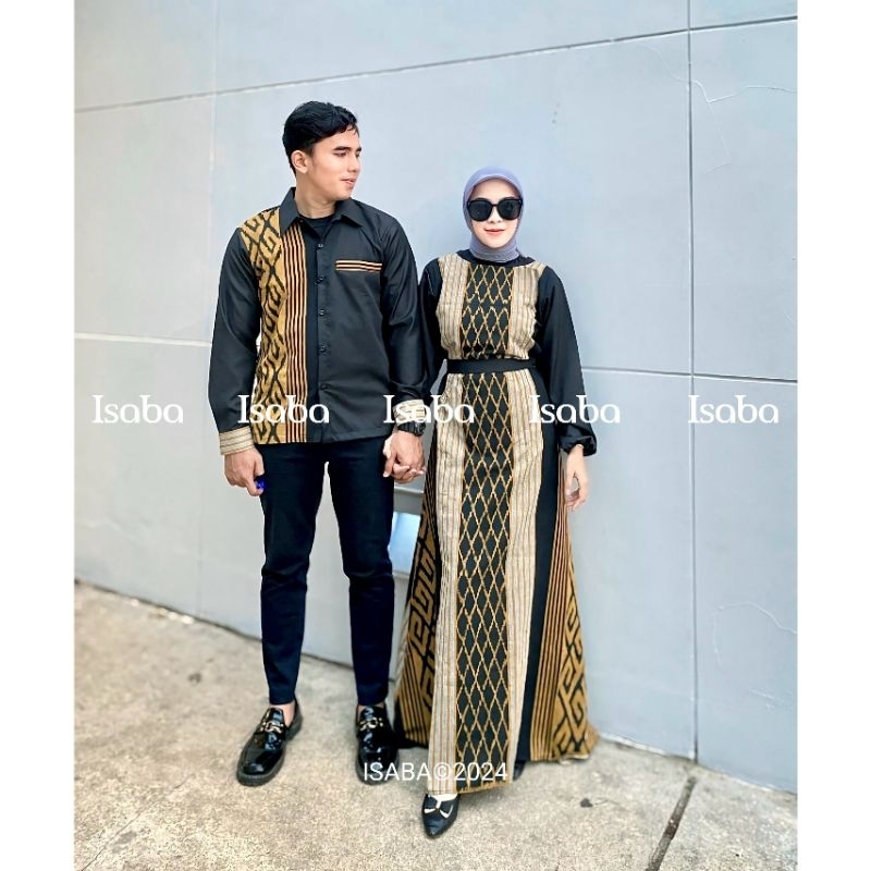 ISABA - BAJU TENUN COUPLE - DRESS COUPLE TENUN GOLD - COUPLE KONDANGAN - COUPLE TENUN PASANGAN